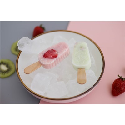 Форма для мороженого Доляна «Эскимо в глазури», силикон, 18,5×12,3×2,5 см, 4 ячейки, цвет МИКС