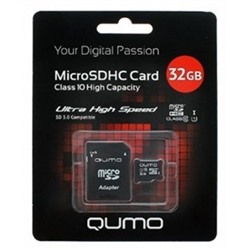 Карта флэш-памяти MicroSD 32 Гб Qumo +SD адаптер (class 10) UHS-1
