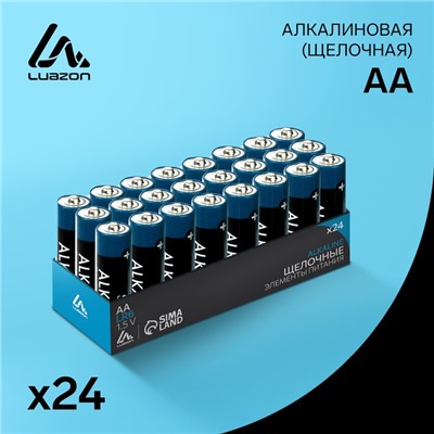 Батарейка алкалиновая (щелочная) Luazon, AA, LR6, набор 24 шт