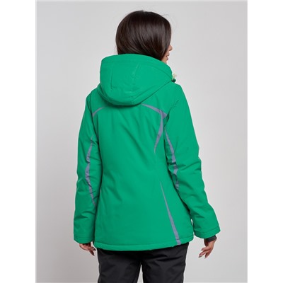 Горнолыжная куртка женская зимняя зеленого цвета 3350Z