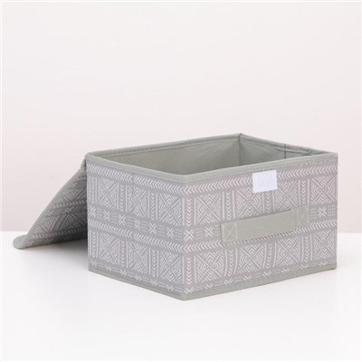 Короб для хранения с крышкой «Этника», 26×20×16 см, цвет серый