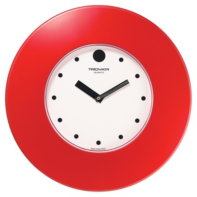 Часы настенные круглые "Классика", широкий красный обод, 37х37 см