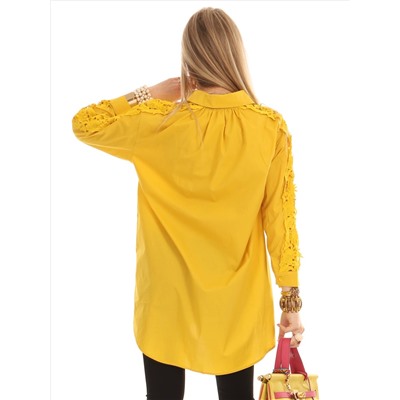 Блуза оверсайз с кружевом желтая Carisio