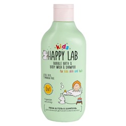Happy Lab Kids Пена & гель & шампунь 3 в 1 для нежной детской кожи и волос / Сладкое яблочко, 300 мл
