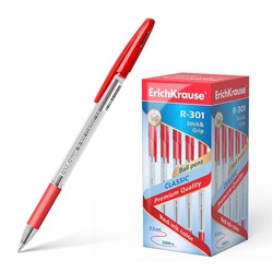 ErichKrause® Ручка шариковая "Classic Stick&Grip" R-301 красная (поштучно) арт.43188