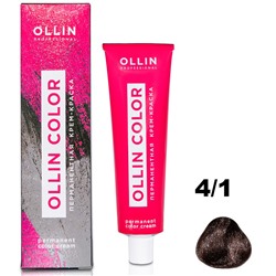OLLIN COLOR Перманентная крем-краска для волос 4/1 шатен пепельный 60 мл
