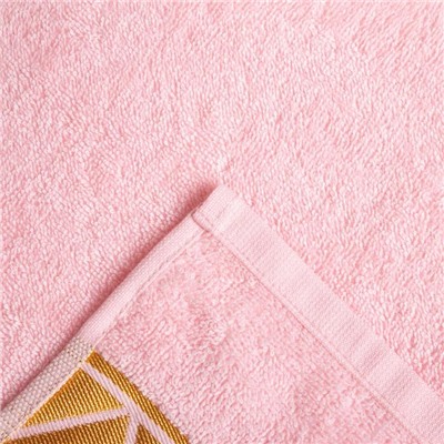 Полотенце махровое "Ромбы" розовое 50х90 см, 100% хлопок, 370гр/м2
