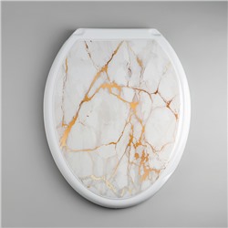 Сиденье для унитаза с крышкой Росспласт «Декор. Белый мрамор», 44 х 36 см, цвет белый