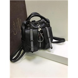 Женская сумка-рюкзак ЭКО кожа со стразами черный