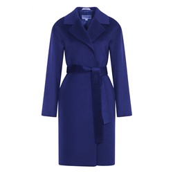 Шерстяное пальто халатного типа с английским воротником, синее. Арт. 297
