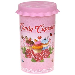 Контейнер для продуктов пластмассовый "Candy №3" 1,1л, д12см, h18см, розовый (Россия)