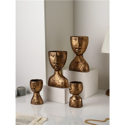 Набор ваз декоративных "Голова", полистоун, 27 см, 4 шт, золото, Иран, 1 сорт