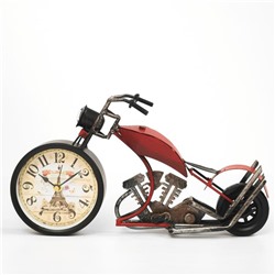 Часы настольные "Ретро мотоцикл", плавный ход, d-9.5 см, 18 х 29.5 см