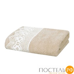 529700/1-1 Полотенце с кружевом 100% хб SHE "Daniella" 450 гр 70*140 beige