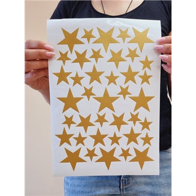 Набор многоразовых наклеек «Звезды» от 3 до 5 см (39 штук) Золото (1911)