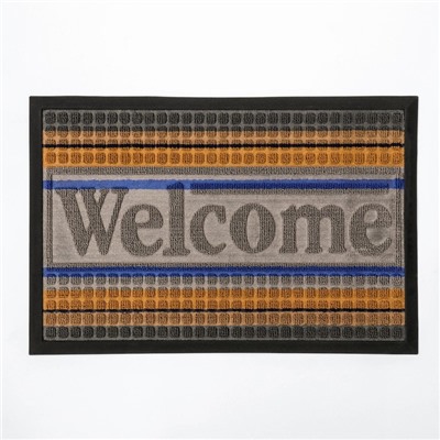 Коврик влаговпитывающий придверный с окантовкой Доляна «Welcome. Стандарт», 40×60 см, цвет МИКС