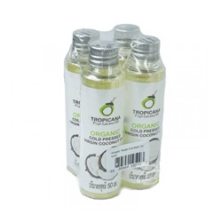 Натуральное 100% кокосовое масло холодного отжима от Tropicana Oil 50 мл, Natural Coconut Oil 100% (4 бутылки)