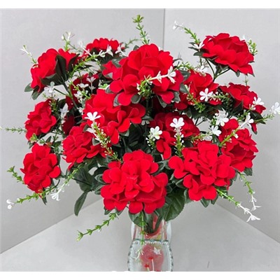 Цветы искусственные декоративные Букет гвоздики красные (6 цветков) 45 см