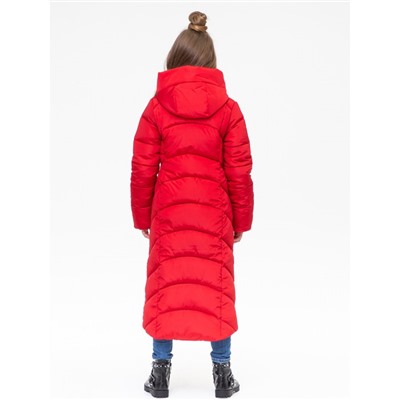 Пальто зимнее для девочки Карина 161904 красное DISVEYA