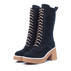 DMD-M7083 BLACK Ботинки зимние женские (натуральная замша, натуральный мех) размер 36