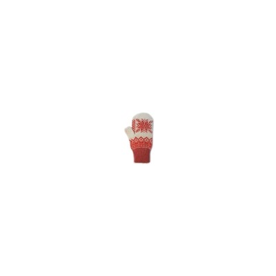 Белые шерстяные варежки с красной снежинкой - 305.125