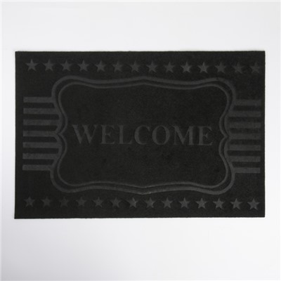 Коврик придверный без окантовки «Welcome звёздочки», 40×60 см, цвет чёрный