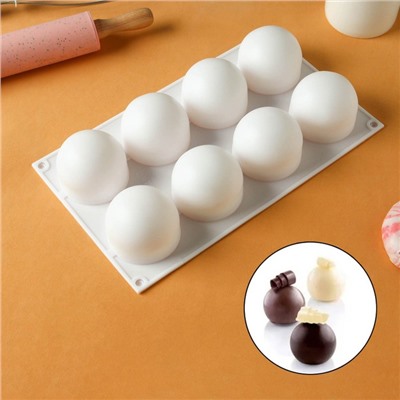 Форма для муссовых десертов и выпечки KONFINETTA «Шарики», 29,7×17,4×3,7 см, 8 ячеек, цвет белый
