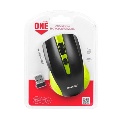 Мышь оптическая беспроводная Smart Buy SBM-352AG-GK ONE (green/black)