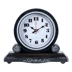 Часы каминные 30х26 см черные с серебром