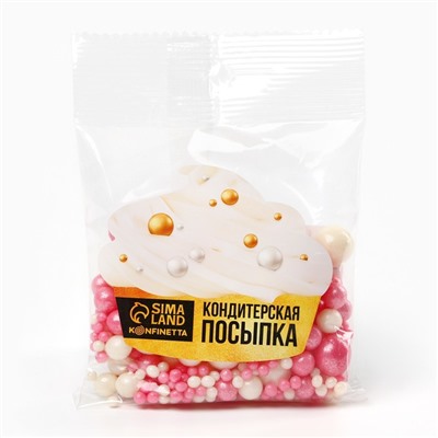 Посыпка кондитерская мягкая: розовая, 50 г.