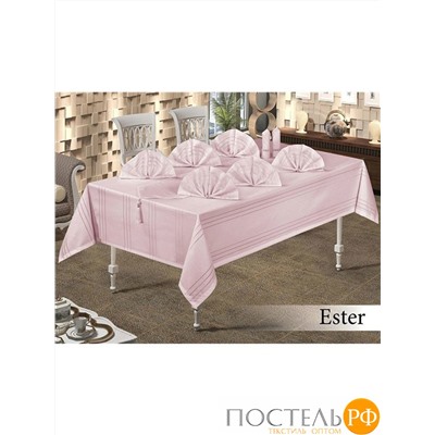 SK-301/01 Скатерть EFOR ESTER 160*220 8 салф ранер пудровый