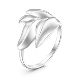 Кольцо из серебра родированное - Листья