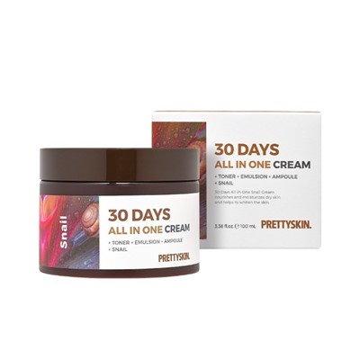 Регенерирующий крем для лица PrettySkin 30 Days All-in-One Snail Cream 100 gКорейская косметика по оптовым ценам. Популярные бренды Корейской косметалогии в интернет магазине ooptom.ru.