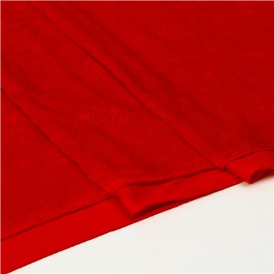 Лоскут, плюш на трикотажной основе, красный со снежинками, 100 × 150 см, 100% п/э
