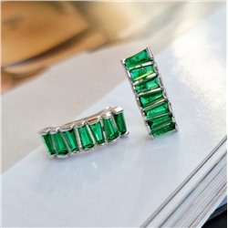 Серьги коллекция "Дубай"  покрытие посеребрение, камень зеленый блестящий, 371402, арт. 847.266