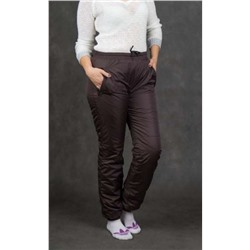 Утепленные женские брюки на манжете по щиколотке, цвет- шоколад