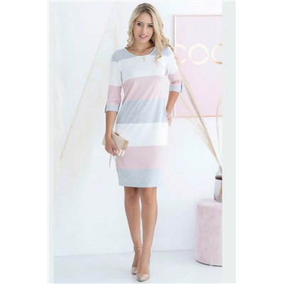 HAJDAN SUK006  белый/серый/розовый платье