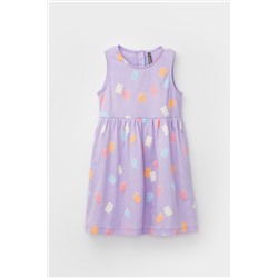Платье КР 5867 пастельно-лиловый, мишки к459