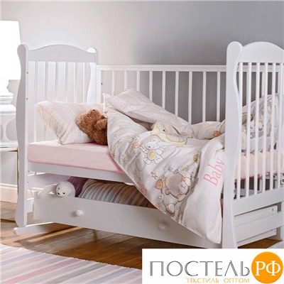 Простынь на резинке трикотажная 60x120x20 цвет чайная роза