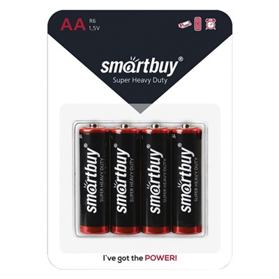 Батарейка AA Smart Buy R6 (4-BL) (48/960) ЦЕНА УКАЗАНА ЗА 4 ШТ