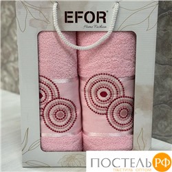 T1020/SM-01 Набор полотенец EFOR из 2-х предметов (50*90,70*140) NOKTALI DAIRE (розовый)