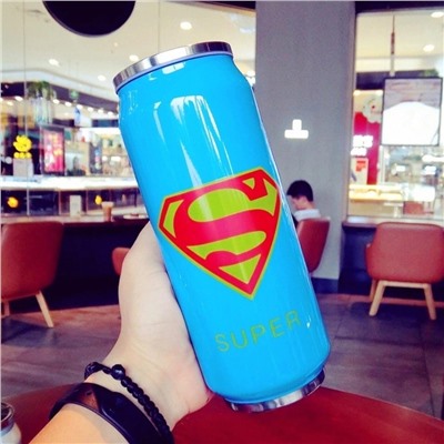 Термобанка для напитков с трубочкой супергерои супермен 500мл