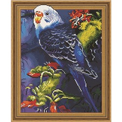 Алмазная картина на подрамнике Волнистый попугайчик 40х50