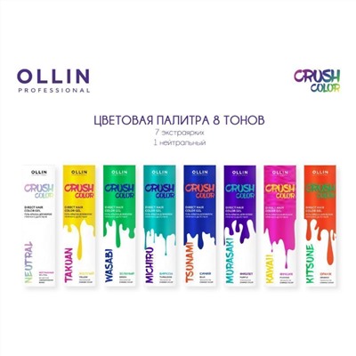 Ollin Гель-краска для волос прямого действия / Crush Color, бирюза, 100 мл