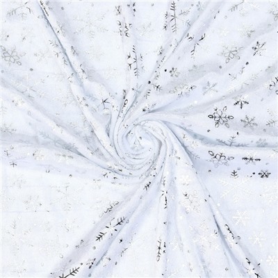 Лоскут велюра с новогодним нанесением «Мелкие снежинки», 50 × 50 см