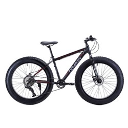 Велосипед фэт-байк 26"x4" рама 17" COMIRON CHUBBY, 1*10sp L-TWOO, 34T, CASSETE 11-42T, HARD FORK, чёрный неоновый mercedes