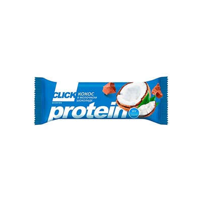 Фруктовый батончик Click с протеином, Кокос в молочном шоколаде, 40 г (упаковка 15 шт.)