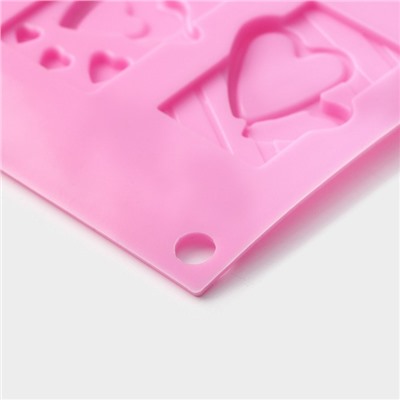 Форма для кондитерских украшений Доляна «Любовь», силикон, 28,7×17,4 см, 16 ячеек (4,7×3,8 см), цвет МИКС