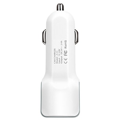 Адаптер Автомобильный с кабелем Hoco Z23 2USB/5V/2.4A +lightning (white)