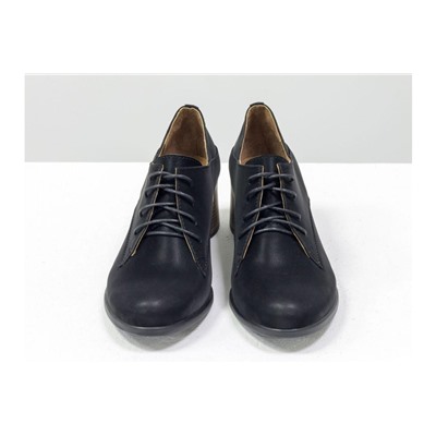 Стильные туфли на шнуровке, из натуральной бархатной кожи черного цвета, на невысоком устойчивом черно-бежевом каблуке необычной формы, Новая Коллекция от Джино Фиджини, Т-19150-01